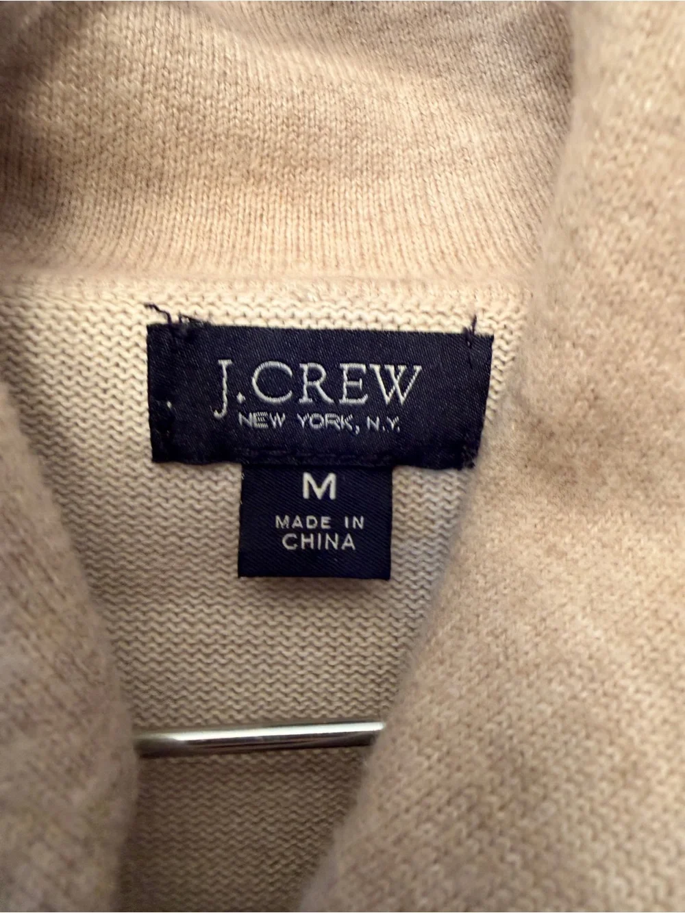 J Crew Men’s Size Medium 1/4 Button Shawl Collar Oatmeal Cotton Pullover Sweater